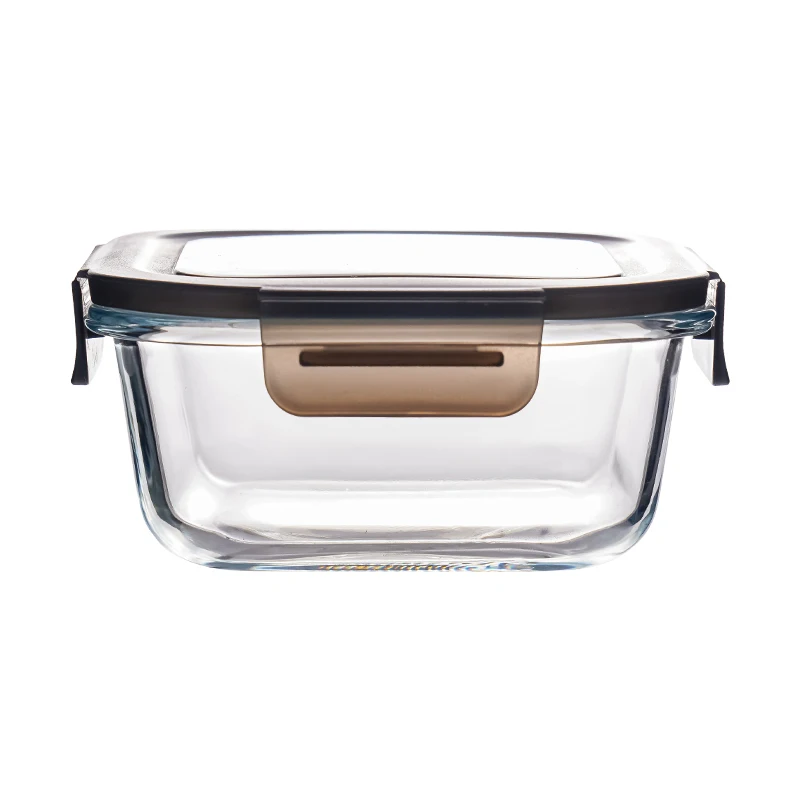 Customized Square Food Containers Airtight Buckle Sealed Glass Lunch Box Wholesale
