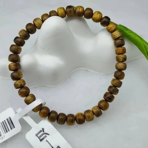 Natural Agarwood Bead Elastic Bracelet, Bead Shaped Agarwood Bracelet, Elastic Agarwood Bead Bracelet
