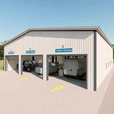 Modern Design Easy-to-Assemble Metal Car Wash Steel Structures Building Kits for Mall Warehouses Application