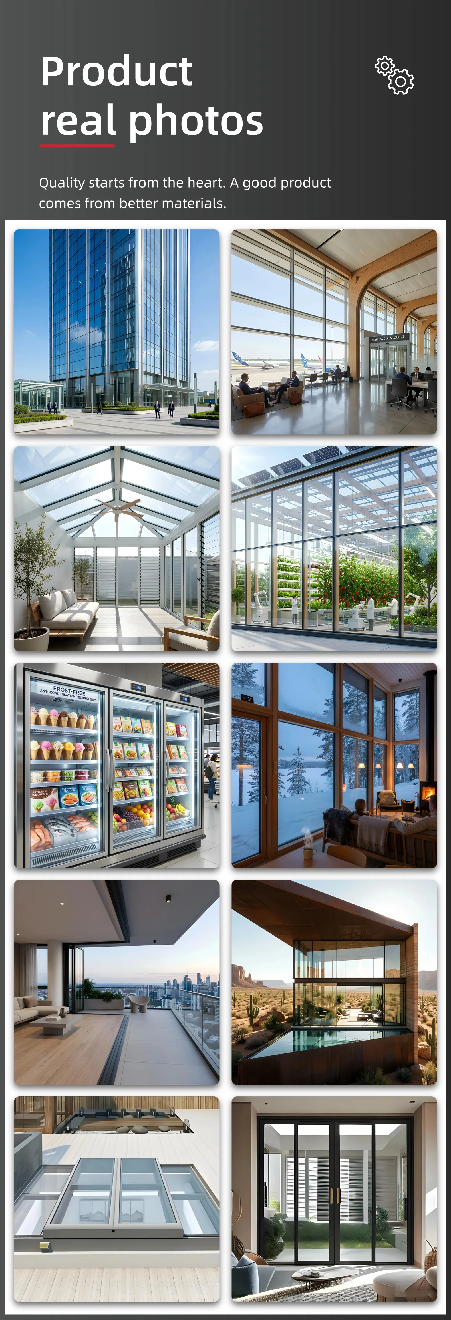 Sound insulation architectural glass in modern building facade