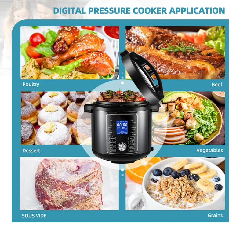 High Quality LED Display Touch Screen Home 6L Deep Fried 2 in 1 High Pressure Cooker Air Fryer