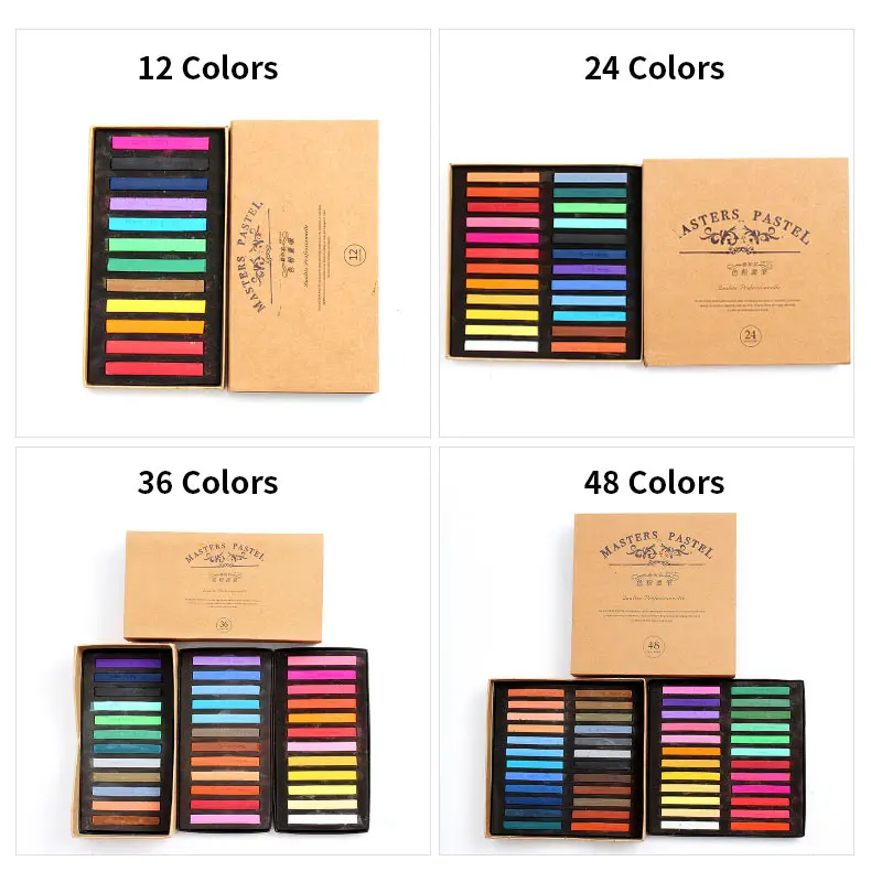 Ruipunuosi Practical Durable Soft Pastel Set Square Artist Pastel Non Toxic Crayons Set of 6/12/24/36 Assorted Colors 