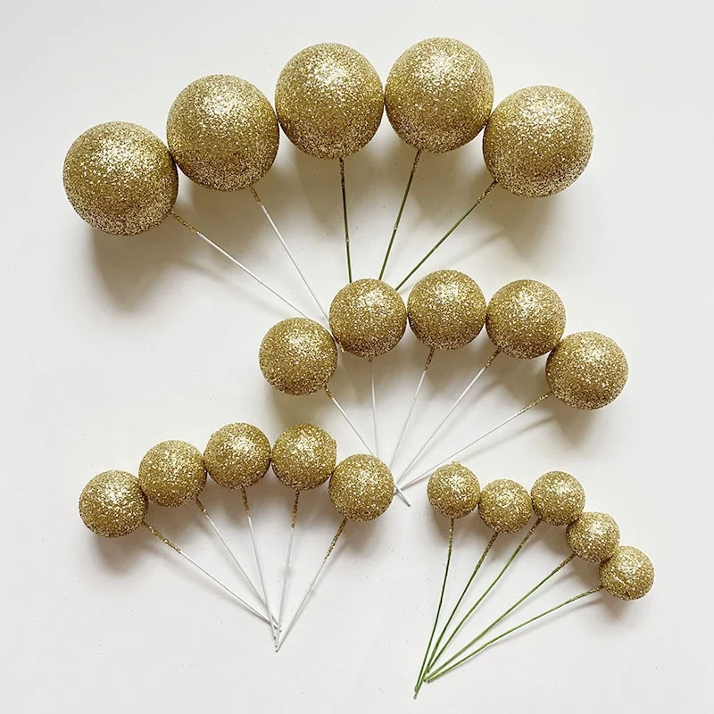 Cake Ball Toppers, Pink Gold Rose Gold Cake Decorations 20pcs 