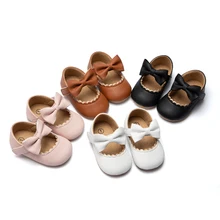 Factory Bowknot Baby Gril Dress Shoes Mary Jane PU Leather Rubber Sole Baby Shoes Baby Fashion Shoes