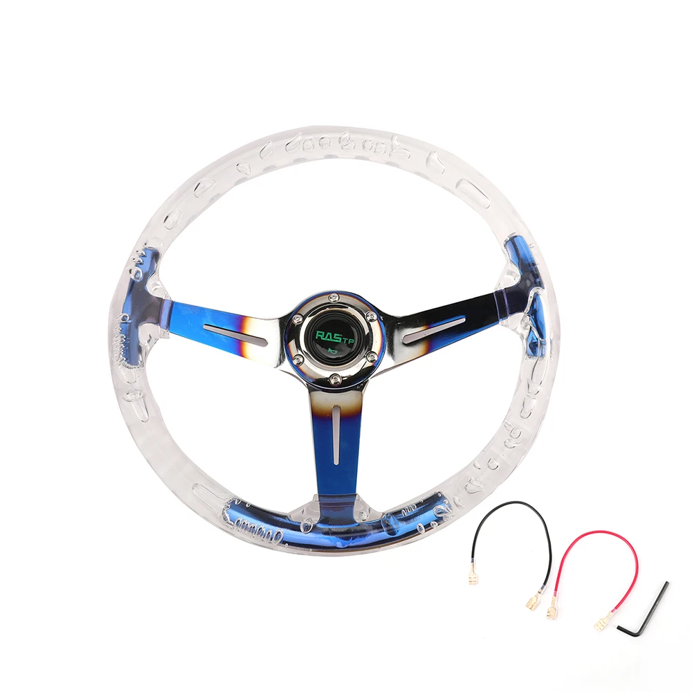 Volante Acrílico 14 Pulgadas/345 Mm | Personalizado Color Azul | Para Coches De Carreras, UTV, Karts