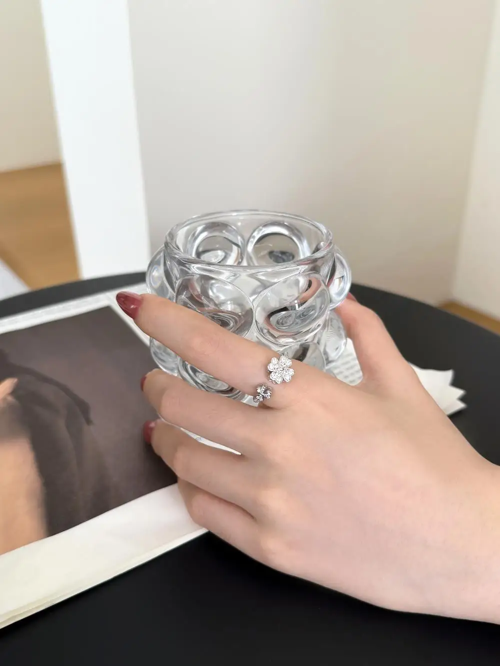 KAKODIY 925 Sterling Silver Fine Jewelry for Women Ring Engagement Wedding Lucky Shamrock Clover Open Ring detail 6