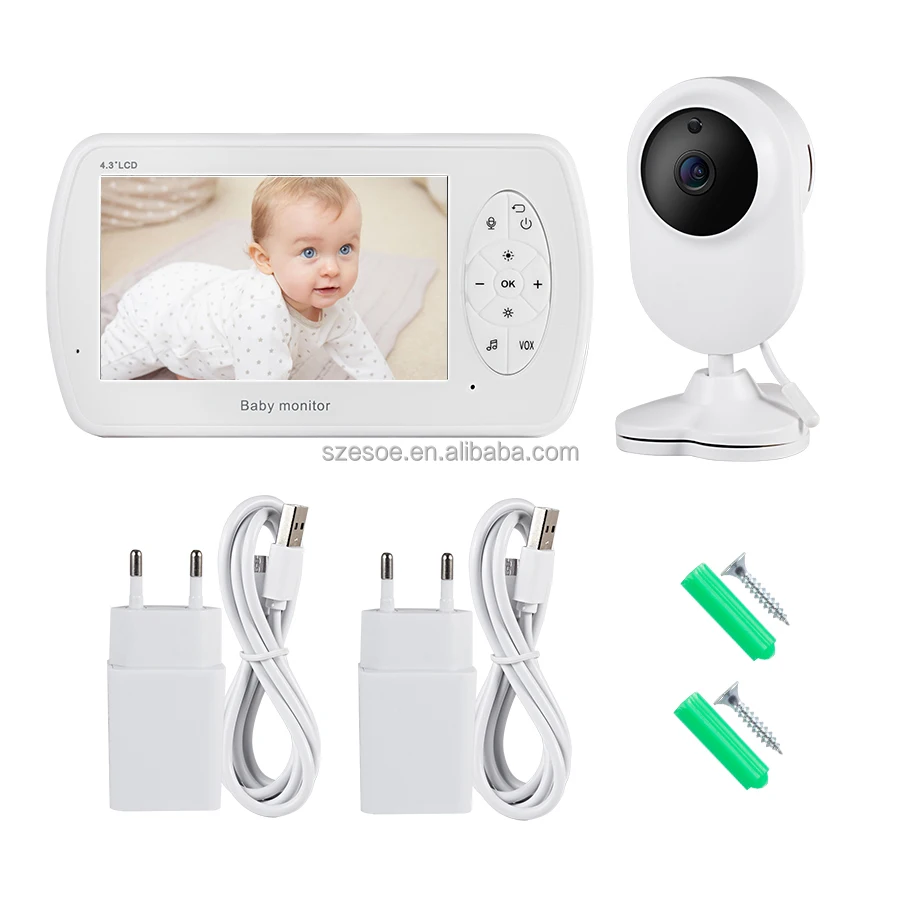 HD 1080P 4.3 inch LCD Screen IR Night Vision Wireless audio wifi baby Crying Detection Two Way Audio baby monitor wifi camera