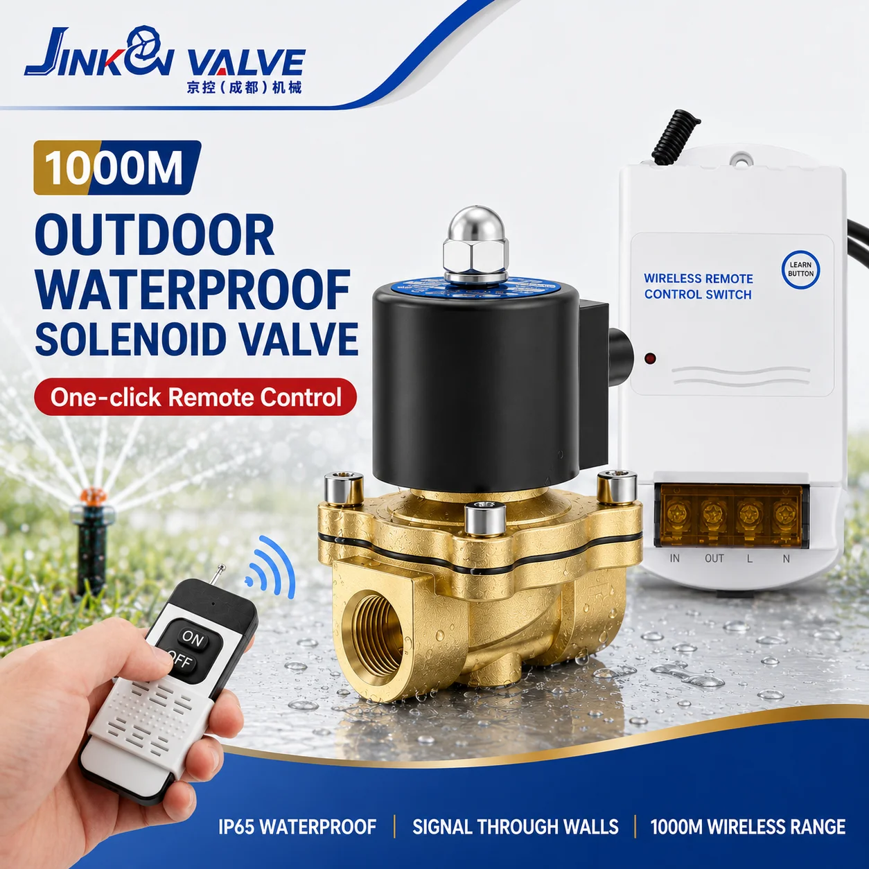 1km Wireless Remote Control Outdoor Waterproof Female Thread Electric Water Valve for Garden Irrigation OEM Brass Solenoid Valve