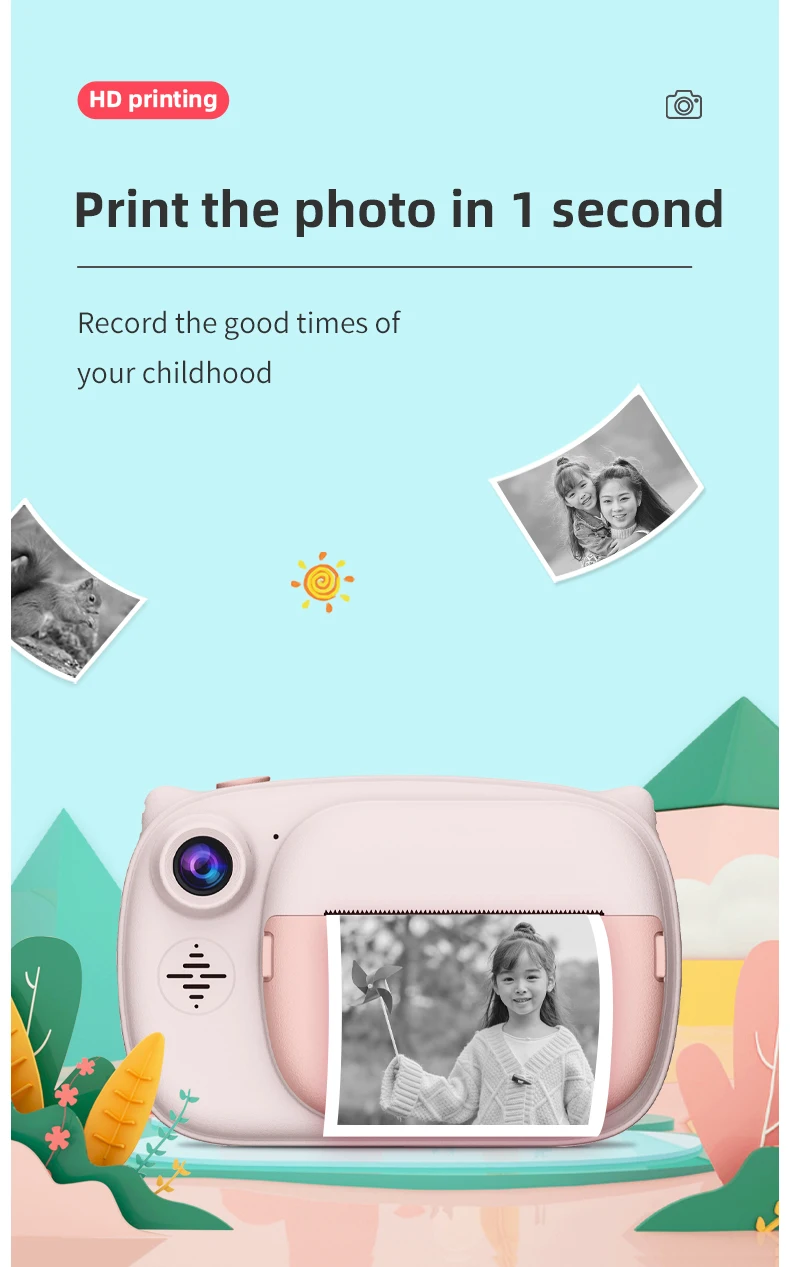 2022 Thermal Sticker Video Recording HD 1080P Child Kids Camera