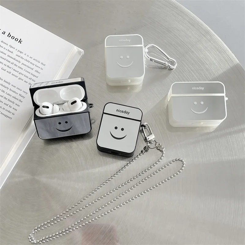 Оптовая продажа, чехол для наушников Apple Airpods 1, 2, мультяшное зеркало, улыбающееся лицо, защита от потери, Силиконовая защита для Air Pods Pro, чехол на заказ