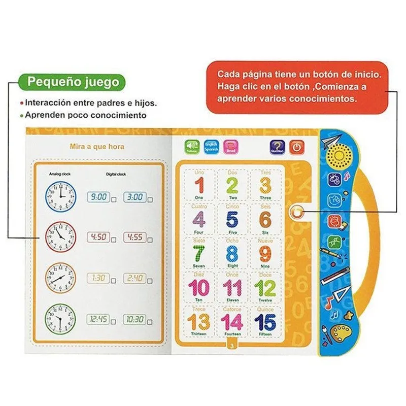 English Spanish Reading Book Educational Toy Learning Book Kids E-book