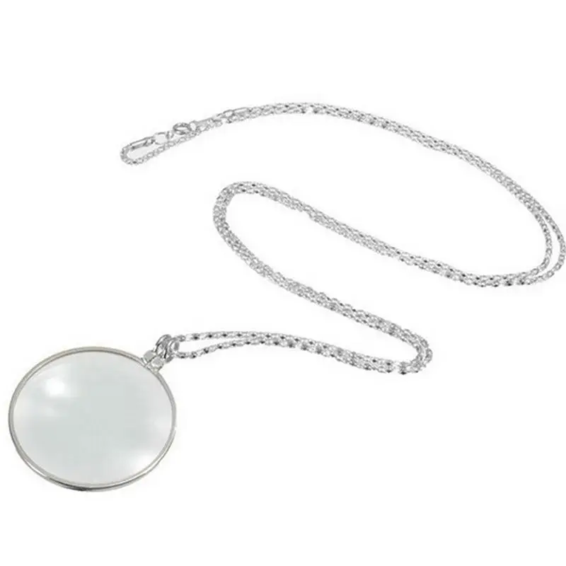 Decorative Monocular Necklace 5x Magnifying Glass Pendant Plated Chain Necklace Magnifier for Jewelry