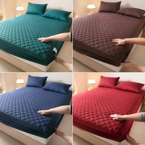 Wholesale Thickened Quilted Waterproof Bed Cover Mattress Protectors Fitted Sheet