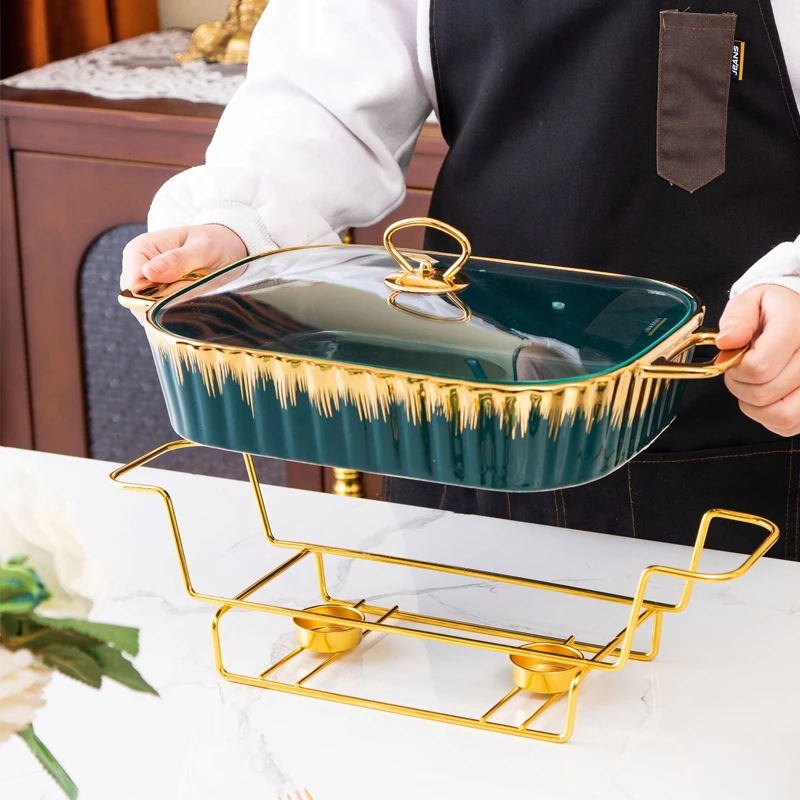 Restaurant Catering Equipment Rectangular Chafing Dishes Ceramic Buffet