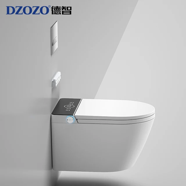 Bathroom Sanitary Ceramic White Bidet Toilet Seat Automatic Wall Hung Toilets Small Smart with Concealed tank