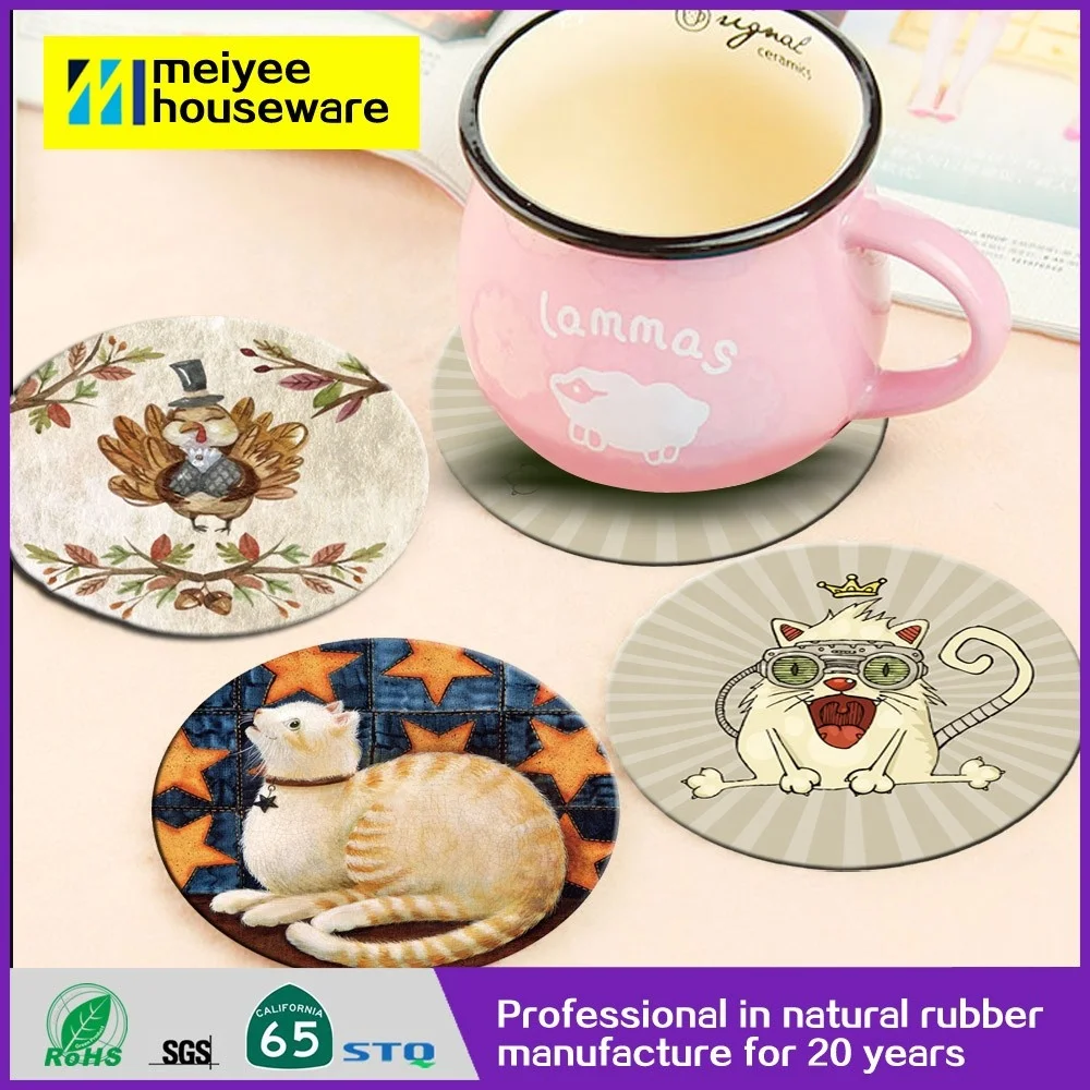 Превосходный материал в китайском стиле, набор водонепроницаемых подставок из натурального каучука с индивидуальным принтом