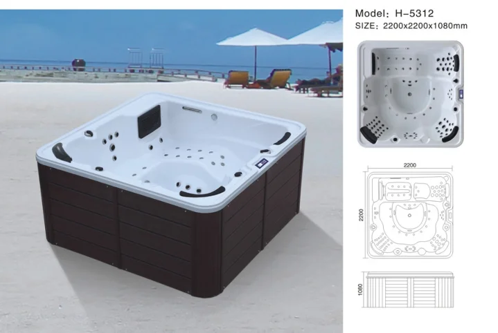 Luxury 4-6 Person Acrylic Shell Hot Tub Outdoor Spa With Jacuzzier And ...