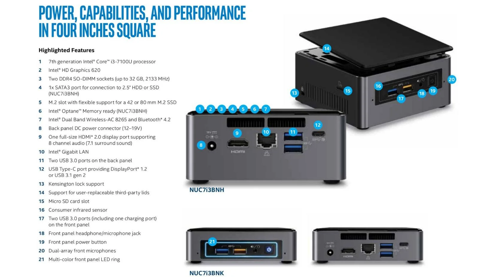 インテル NUC7 NUCキット ミニPC 第7世代 Core i3-7100U NUC7i3BNH
