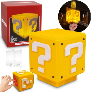 Question Mark Block Night Light Super Bros-Mini Question Block Night Light Bedside Lamp Desk lamp Night Light for Kids and Fans