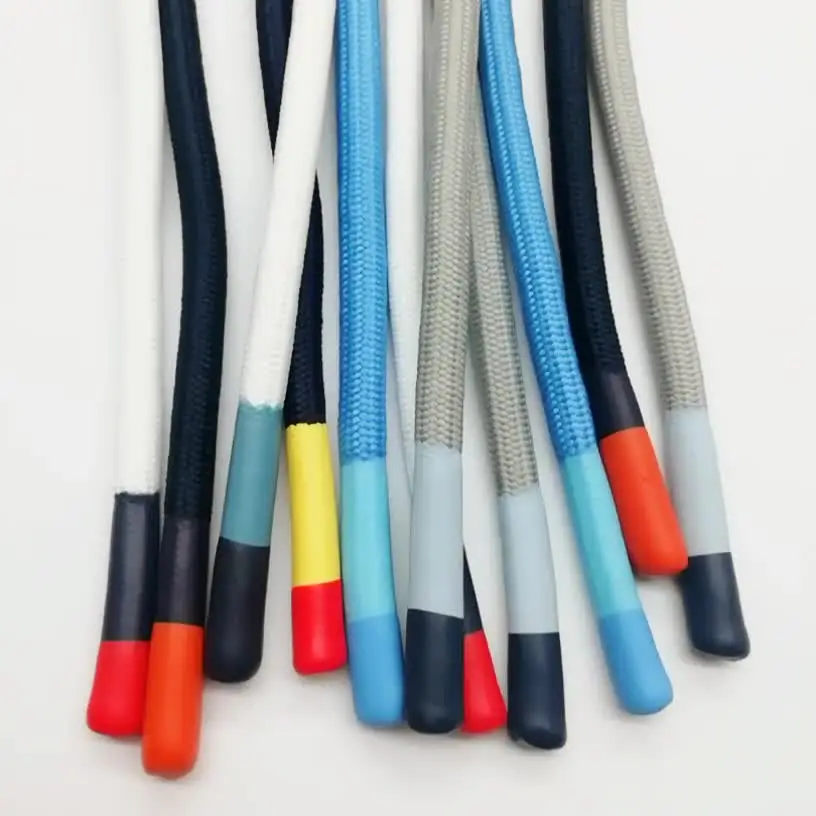 Custom Drawstring Cord Round Drawcord Hoodie Strings with Double Color Silicone Dipped Ends