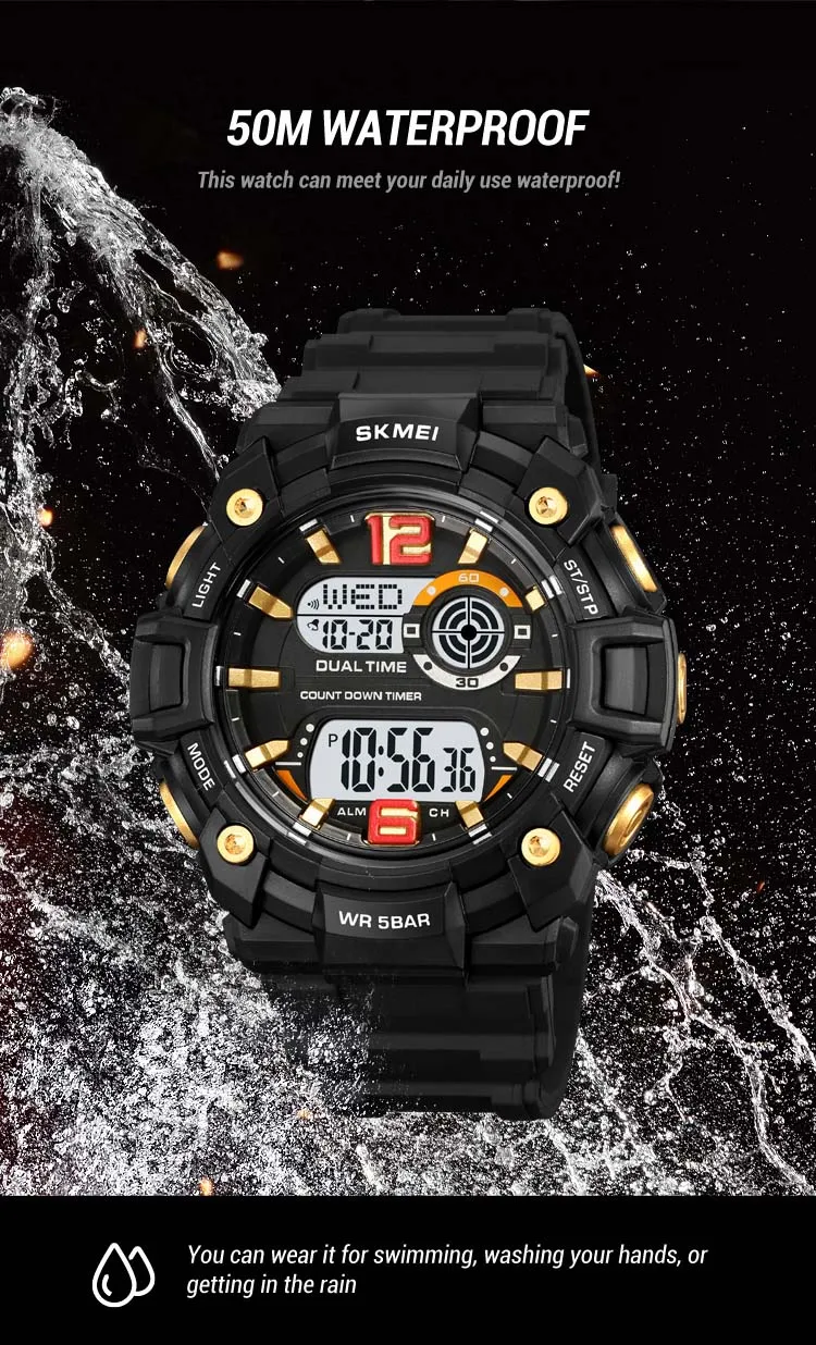 SKMEI 2018 sports new style mens digital watch creative Silicone band water proof Chronograph character student watch design