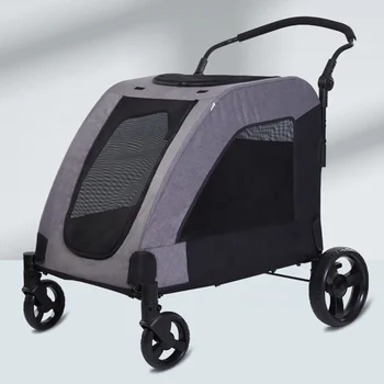 Medium to large multi-functional pet stroller  Features an expanded cabin  Elevated frame and extra-large foldable design