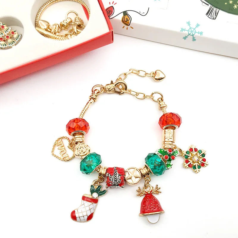 Christmas Advent Calendar Christmas Themed DIY Charm Jewelry Bracelet  Making Kit For Girls Christmas Gift Box New Year Navidad