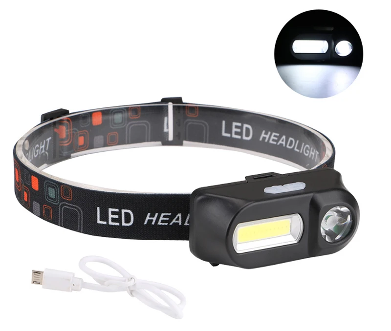 High Power Rechargeable LED Headlamp with 6 Work Modes 230Lm Led Light for Head Lamp ABS LED Headlamp for Hiking