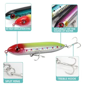 Floating Stainless Steel Artificial Hard Bait 96mm/12.2g Long-Cast Pencil Topwater Lure With Hooks for Snakehead Bass PE017 – Popper – view 5
