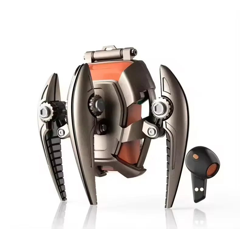 2024 TWS CD3 Alloy Shell Mecha Power Planet Design ENC Low Latency Gaming Earbuds LED Battery BT5.3 Wireless Call Noise In-ear