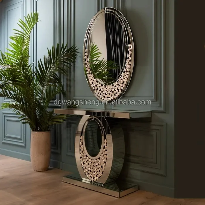Console Sparkle Table Modern New Style Hall Table - Sparkly Mirrored Console