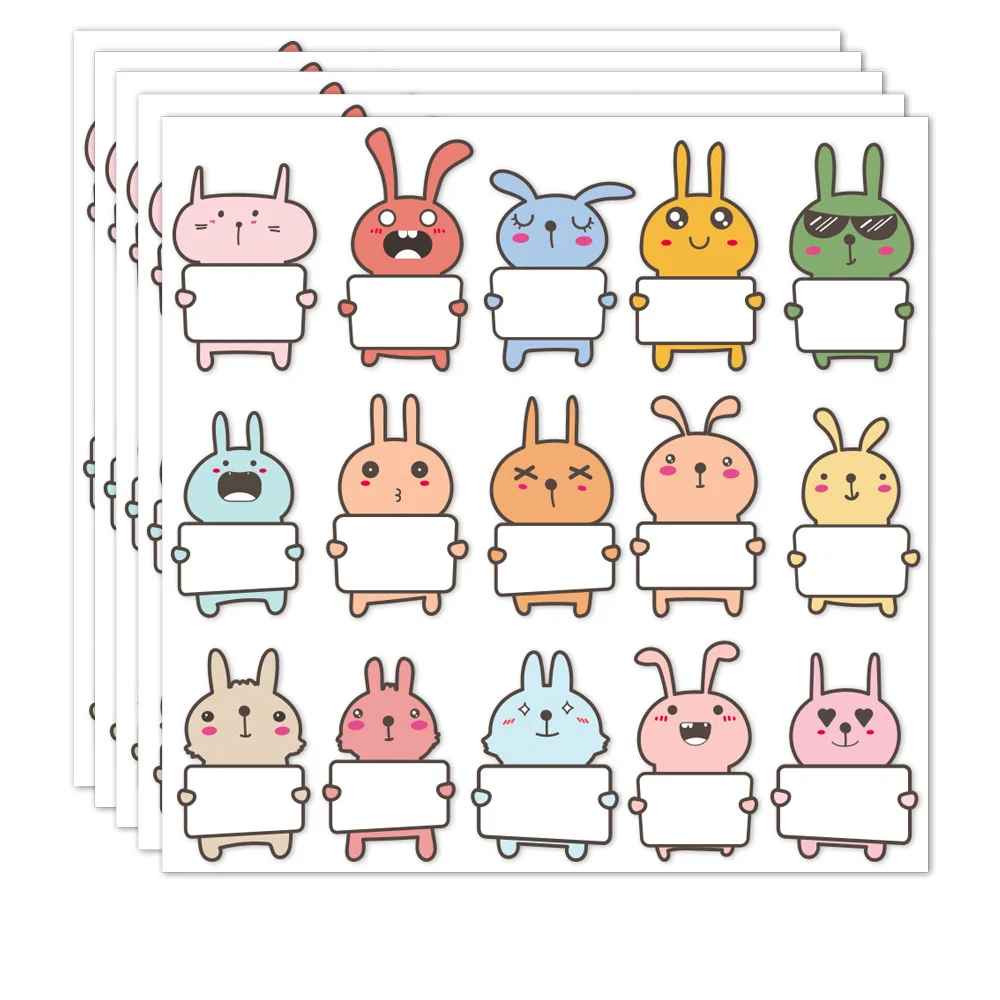 Wholesale 15pcs/Sheet Name Tags Stickers Cute Rabbit Blank Write ...