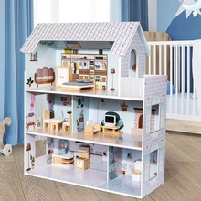 Wooden DIY Dollhouse Family Kit Miniature 1:12 Doll house With Furniture Accessories Girl Play House Dollhouse Toys Set