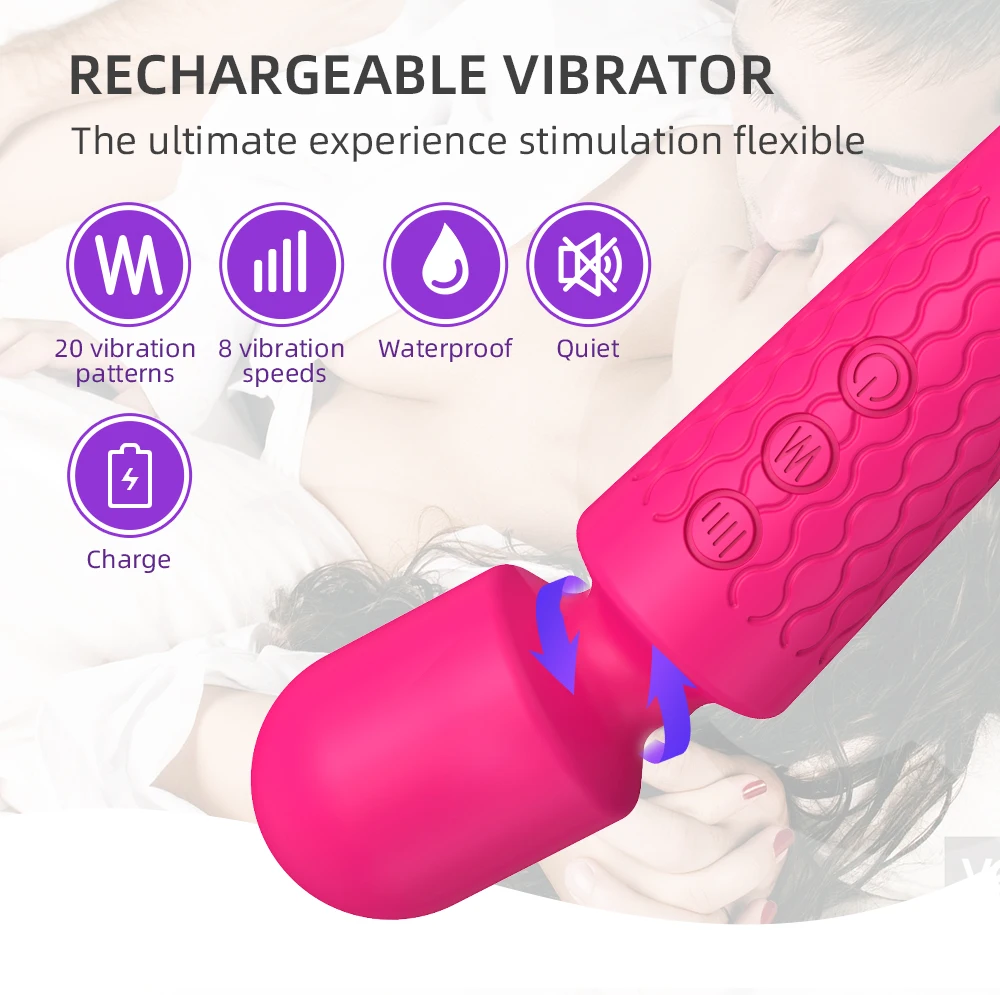 Female Av Magic Vibrator Wand Clitoris Stimulator Usb Rechargeable