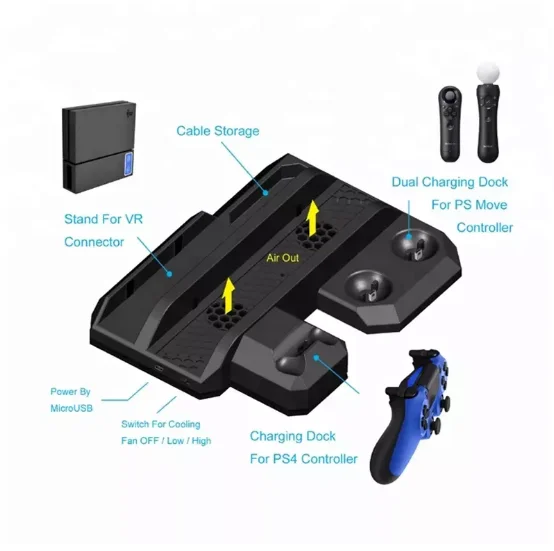 PS4 Pro Slim Vertical Stand Efficient Cooling Charging