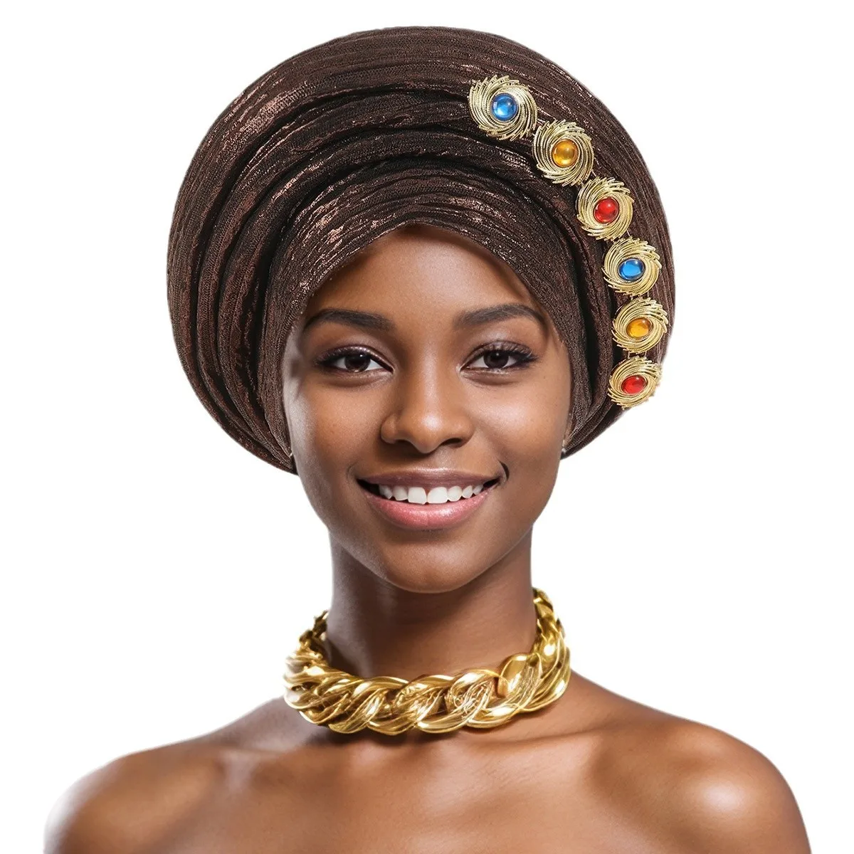 Elegant African Style Multi-layer Head Wraps for Women Party and Wedding Hair Accessories Outdoor Turban for Celebration