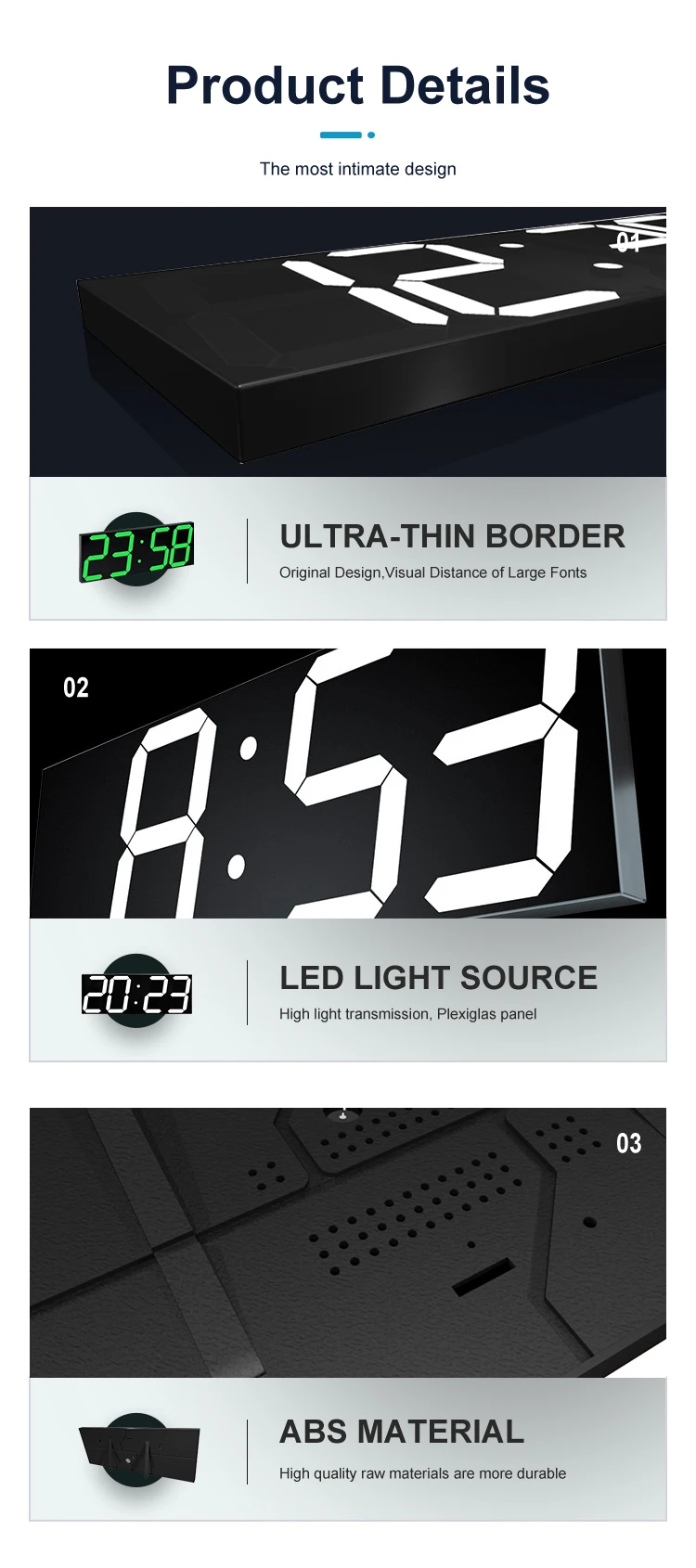 Jhering 6 Inch LED Alarm Clock with Stopwatch & Countdown