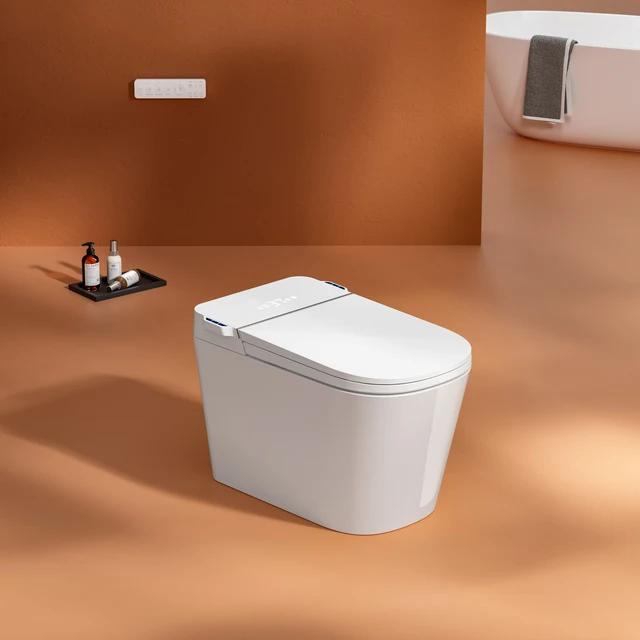 Newly Designed White Elongated Dual Color Panels Bowl Shape Toilet Wider Seats & Remote Control Included All Features Available