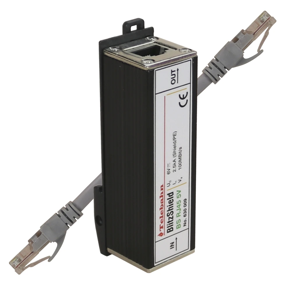 Naprava za zaščito pred prenapetostjo Ethernet 100 Mbit/s 35 mm signal DIN tirnice 5 V/24 V 5 kA RJ45 konektor SPD za omrežno prenapetostno zaščito