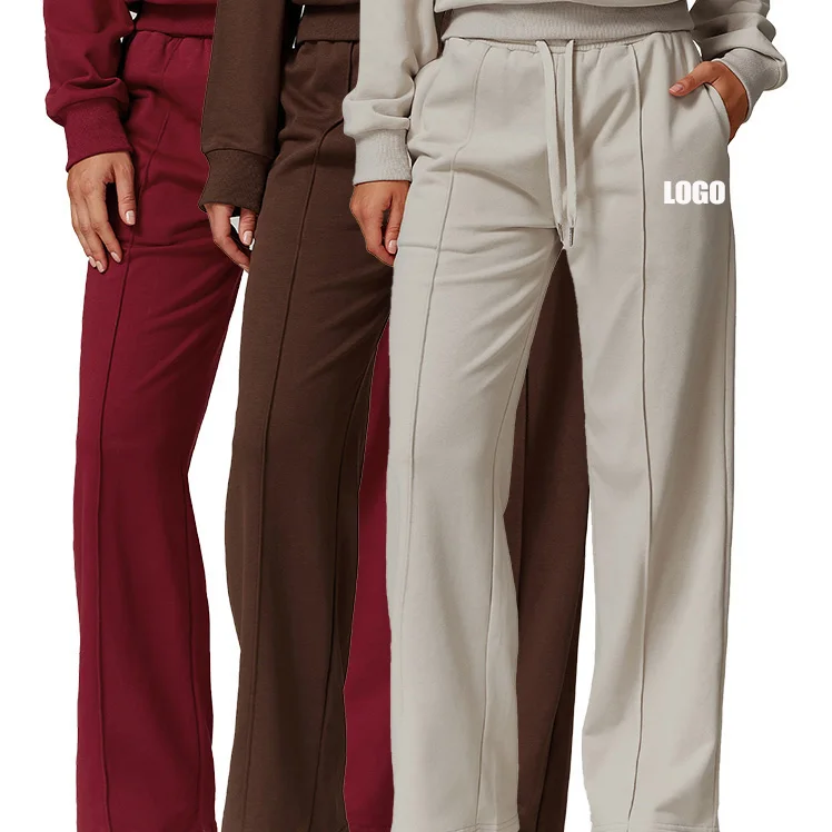 Solid Color Loose High Waist Drawstring Casual Sports Trousers Women Plus Size Custom Jogger Sweatpants