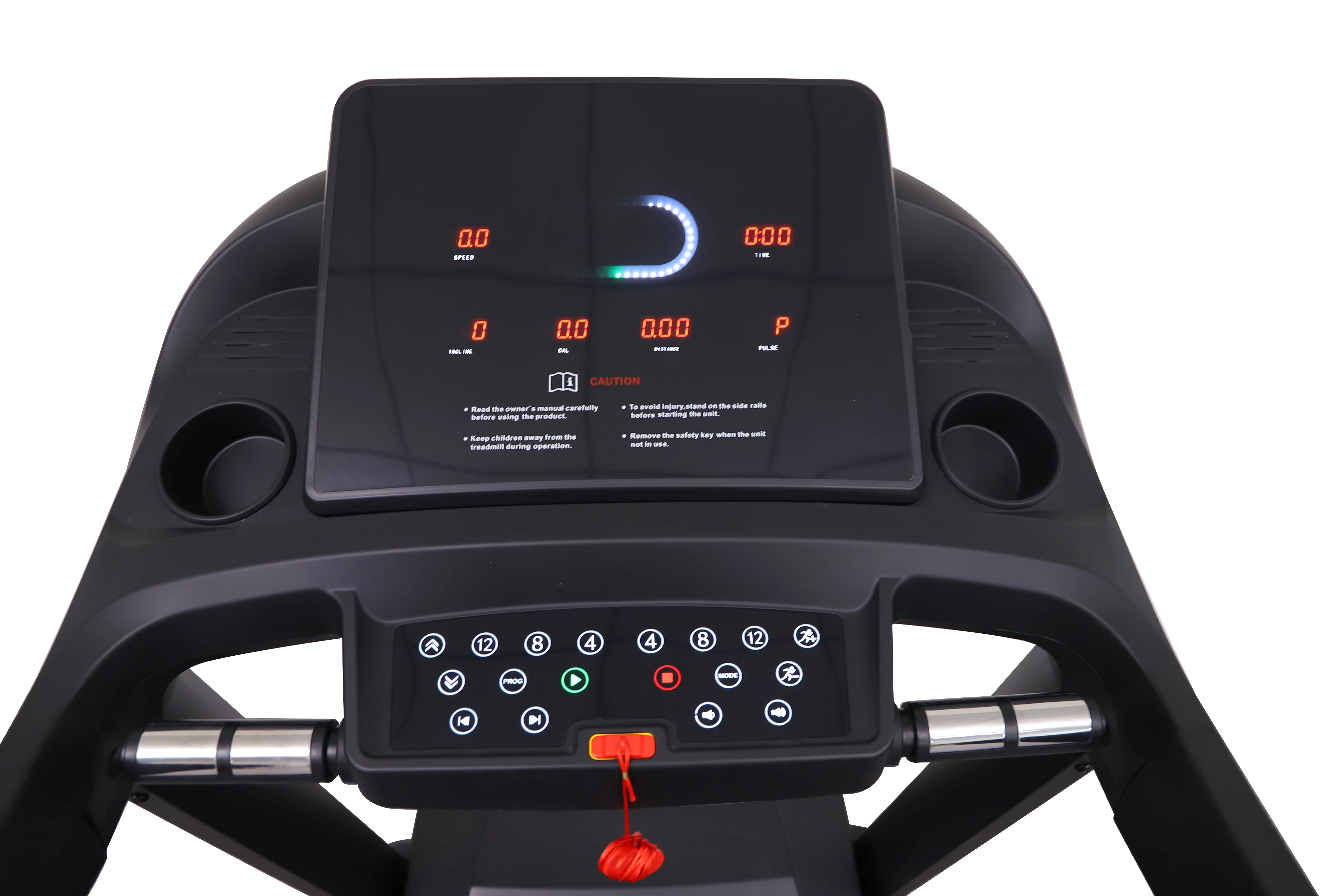 12 Preset Programs LED Screen Cup Holder and Wheels Easy to Assemble Treadmill Household Electric Treadmill