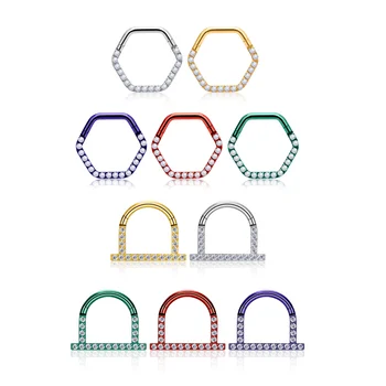 Wholesale 10pcs ASTM F136 Titanium G23 Zircon Nose Rings Gold Plated Helix Cartilage Daith Tragus Earrings