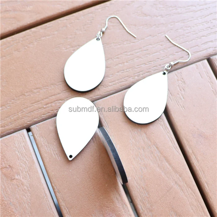 High Quality Photo Printing Custom Teardrop Earrings Sublimation Blank MDF Earrings for Ladies