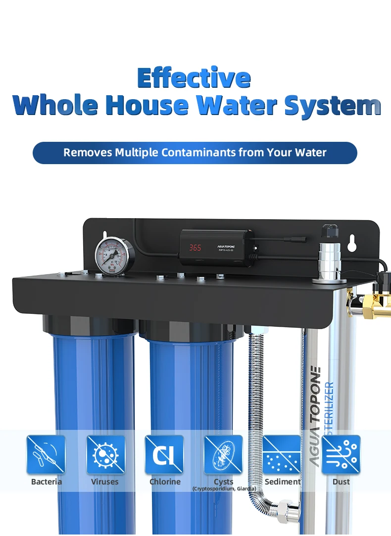 Automatic Whole House Drinking 20'' Big Blue Uv Water Filter System
