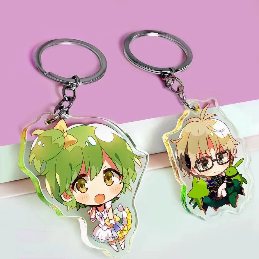 Custom Clear Acrylic Keychain Logo Cartoon Glitter Epoxy Keychain Charm Plastic Key Chain Anime Acrylic Keyring Custom