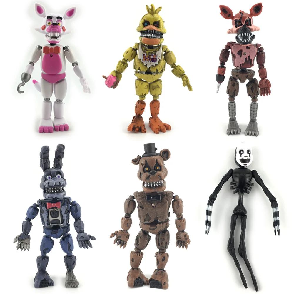 6 Pcs/Set New Anime Figure Five Night At Freddy Assembling Toy Cute Bonnie  Bear Fnaf Action Figure Pvc Model Freddy Toys Gifts