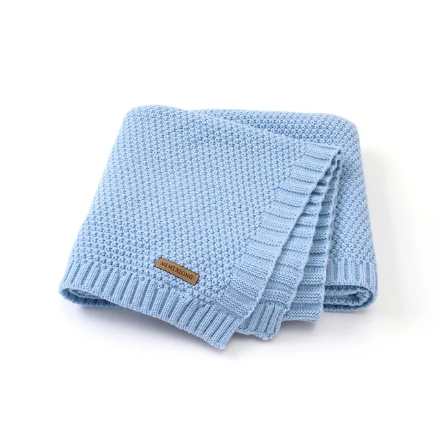 Hot selling boys girls solid color knitted blanket baby cover blanket thick cotton warm baby blanket