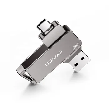 USAMS Wholesale Custom LOGO Type-C USB 3.0 16GB 32Gb 64GB 128GB 256GB Pendrive Flash Memory Usb Stick USB Flash Drives
