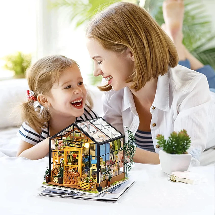 Robotime Rolife US Warehouse 3D Wooden Puzzles DG104 Assembled Toys Gift Set DIY Miniature House Kit