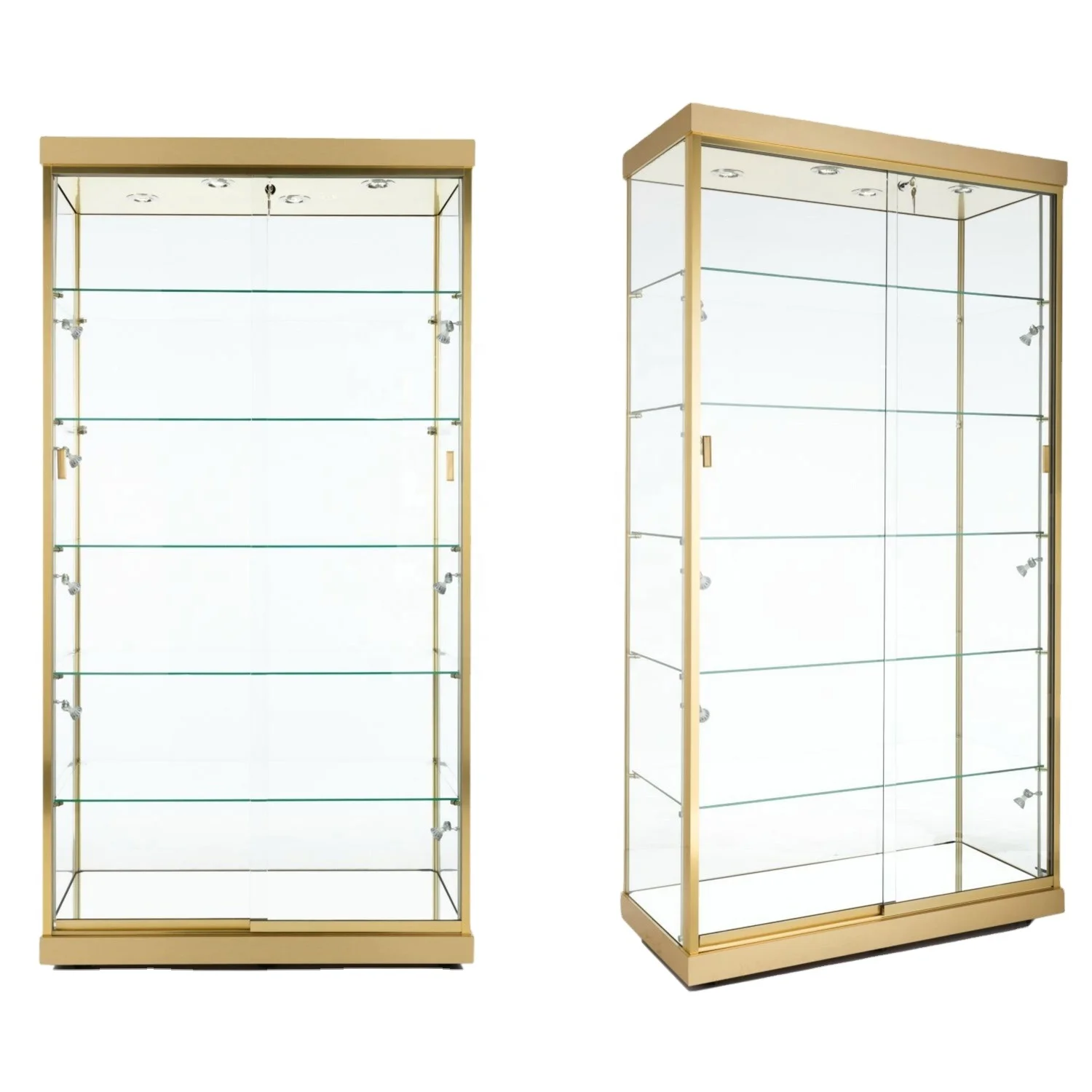 Vitrine en verre - DREAMMESPACE - 2 étagères - Éclairage LED